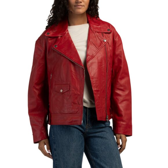 NVLT Red Leather Biker Jacket - Picture 1 of 2